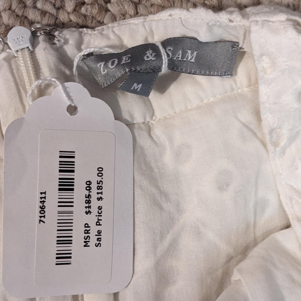 Zoe & Sam white eyelet dress size M - Picture 5 of 7